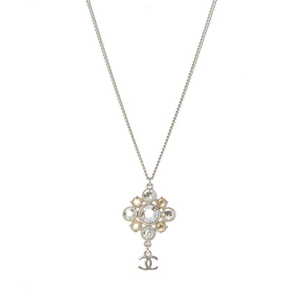 Chanel Crystal CC Pendant Necklace Silver 1 of 6