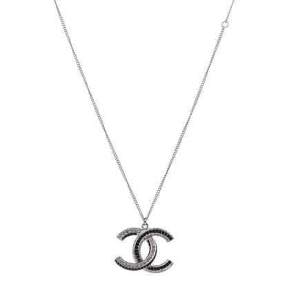 Chanel Baguette Crystal Large CC Necklace Silver Black 1 of 5