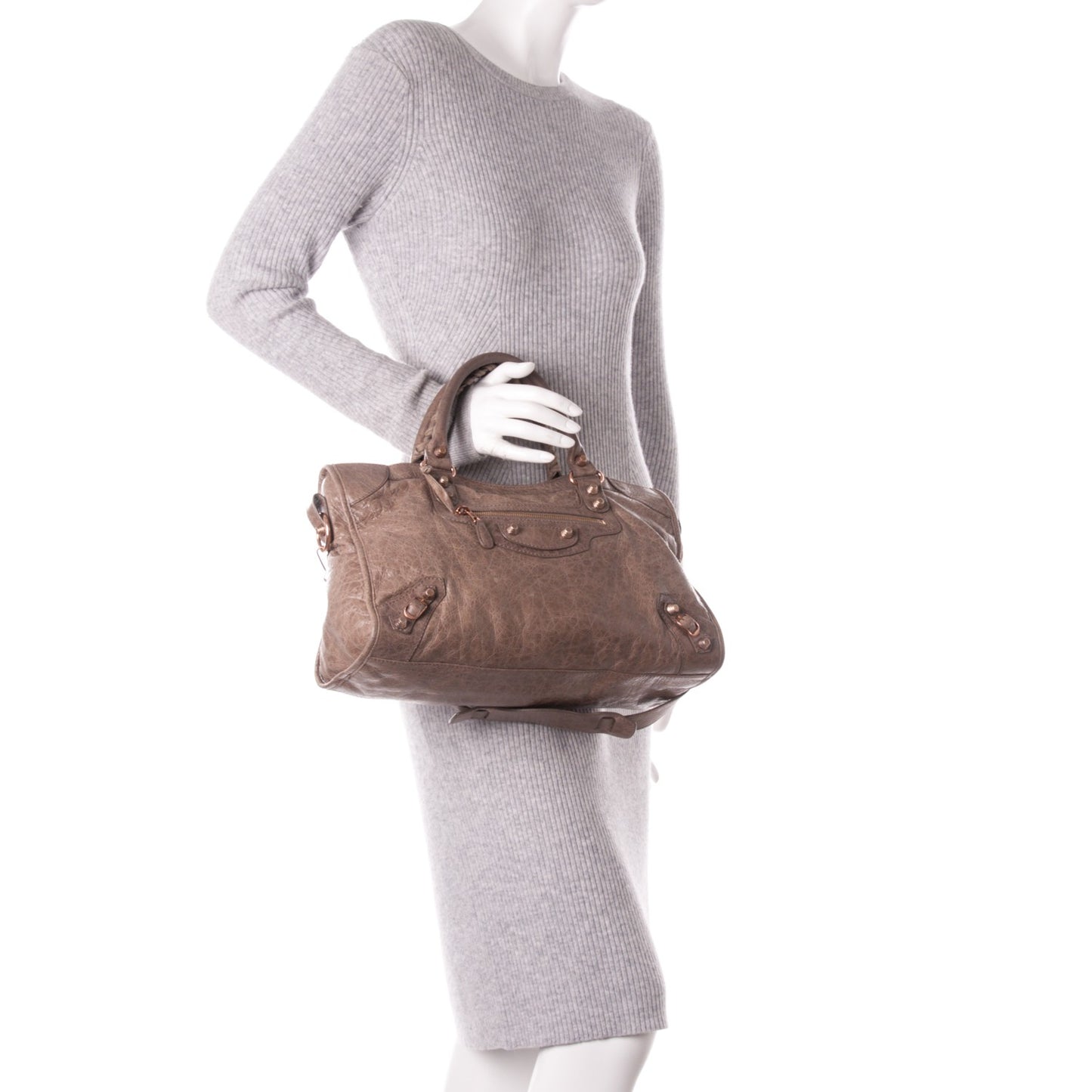 Agneau Giant 12 Rose Gold Hardware City Gris Poivre