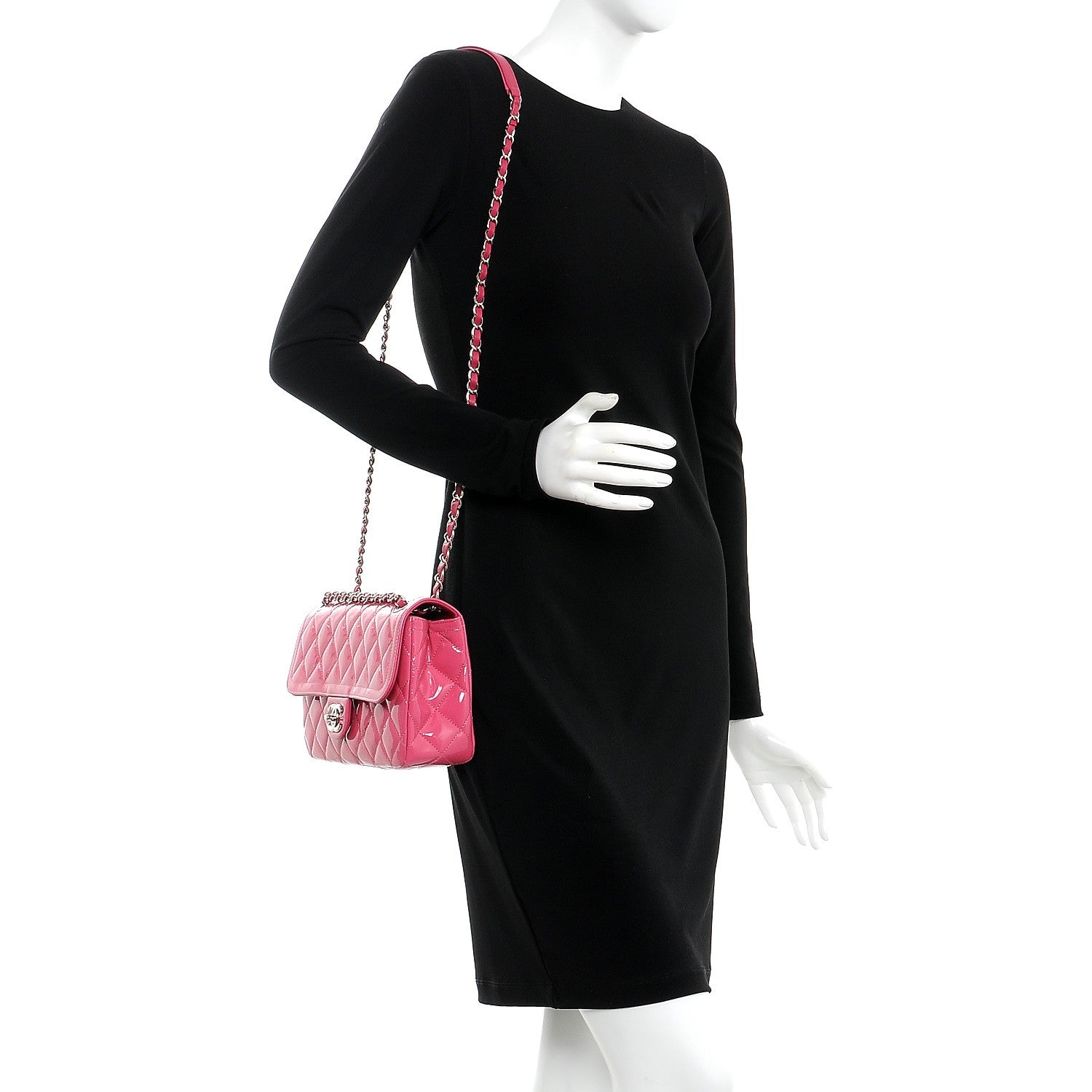 Chanel Patent Quilted Large Coco Shine Flap Pink 2 of 7