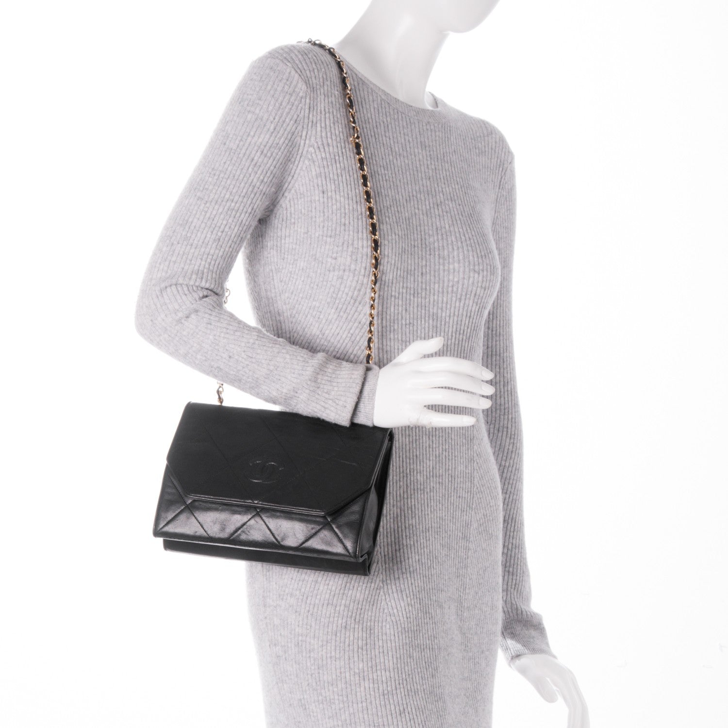 Chanel Lambskin Quilted CC Small Single Flap Black 2 of 8