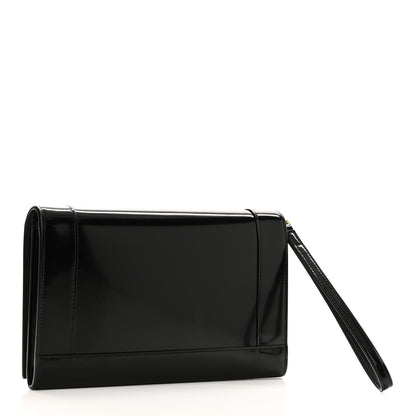 Saint Laurent Lambskin Patent Monogram Cassandre Clasp Flap Pouch Black 2 of 10