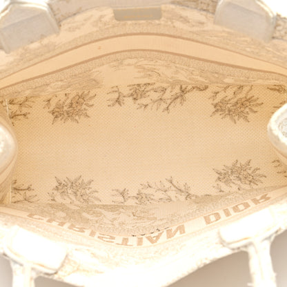 Christian Dior Canvas Embroidered Jardin D'Hiver Medium Book Tote Gold 5 of 11