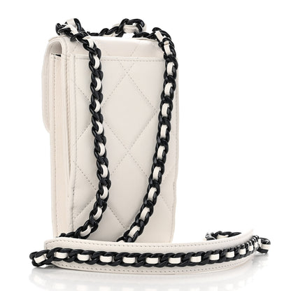 Chanel Lambskin Quilted Chanel 19 Phone Holder With Chain White 3 of 12