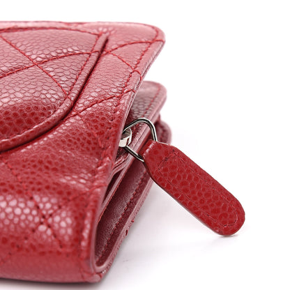 Chanel Caviar Quilted Zipped Pocket Wallet Dark Red 12 of 13
