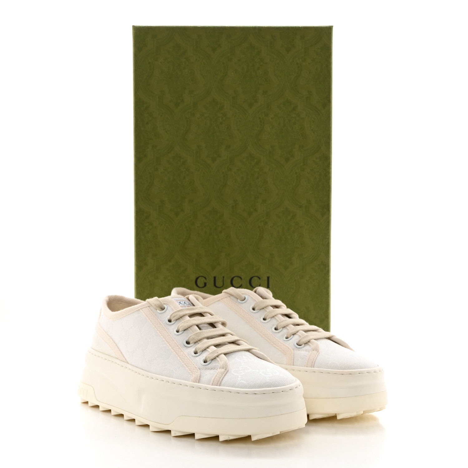 Gucci GG Monogram Womens 1977 Tennis Platform 52mm Sneakers 37 Great White Mystic White 8 of 8