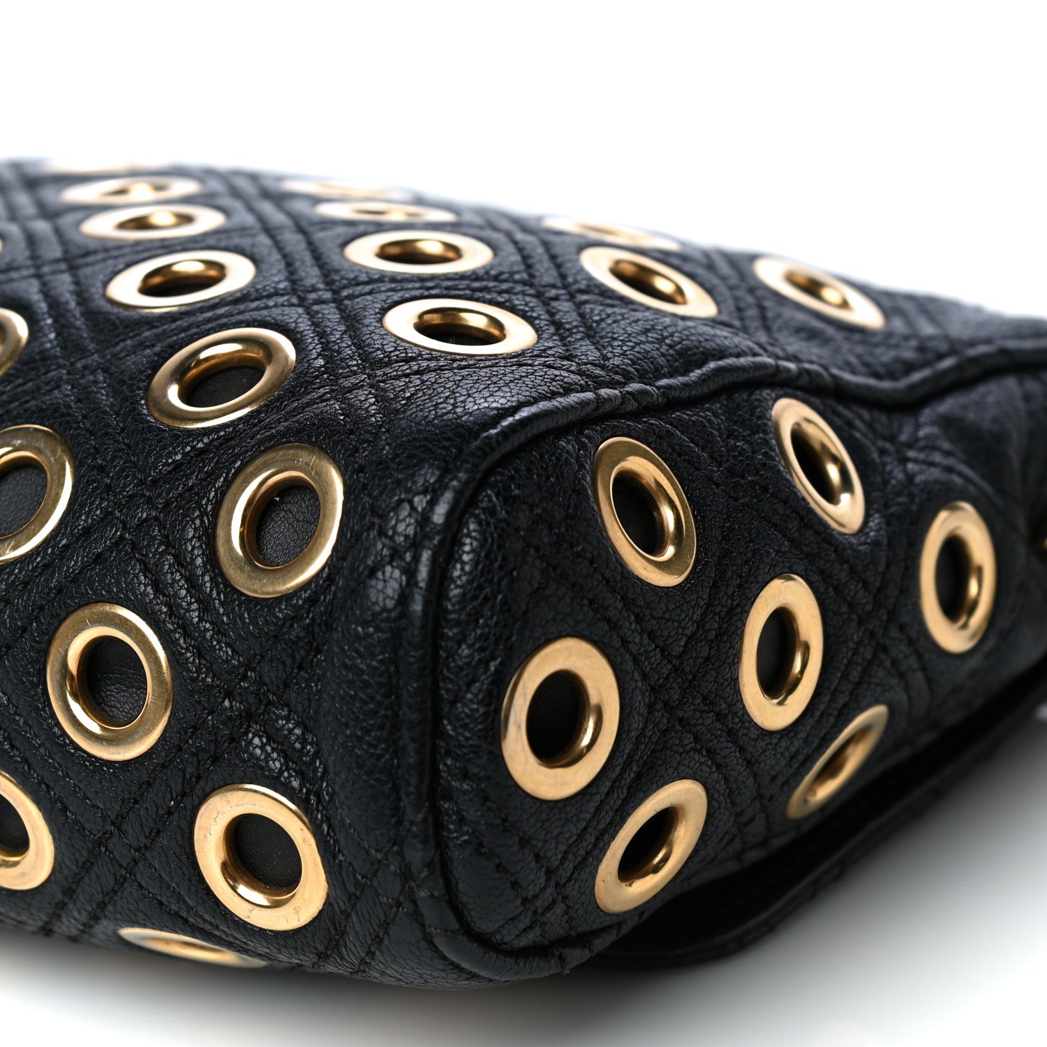 Marc Jacobs Goatskin Quilted Grommet Gotham Eyelet Shoulder Bag Black 11 of 12