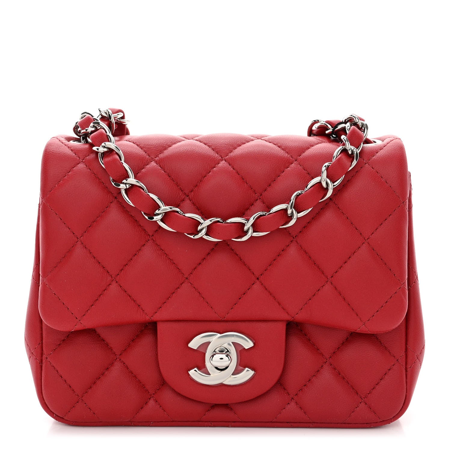 Chanel Lambskin Quilted Mini Square Flap Dark Red 1 of 10