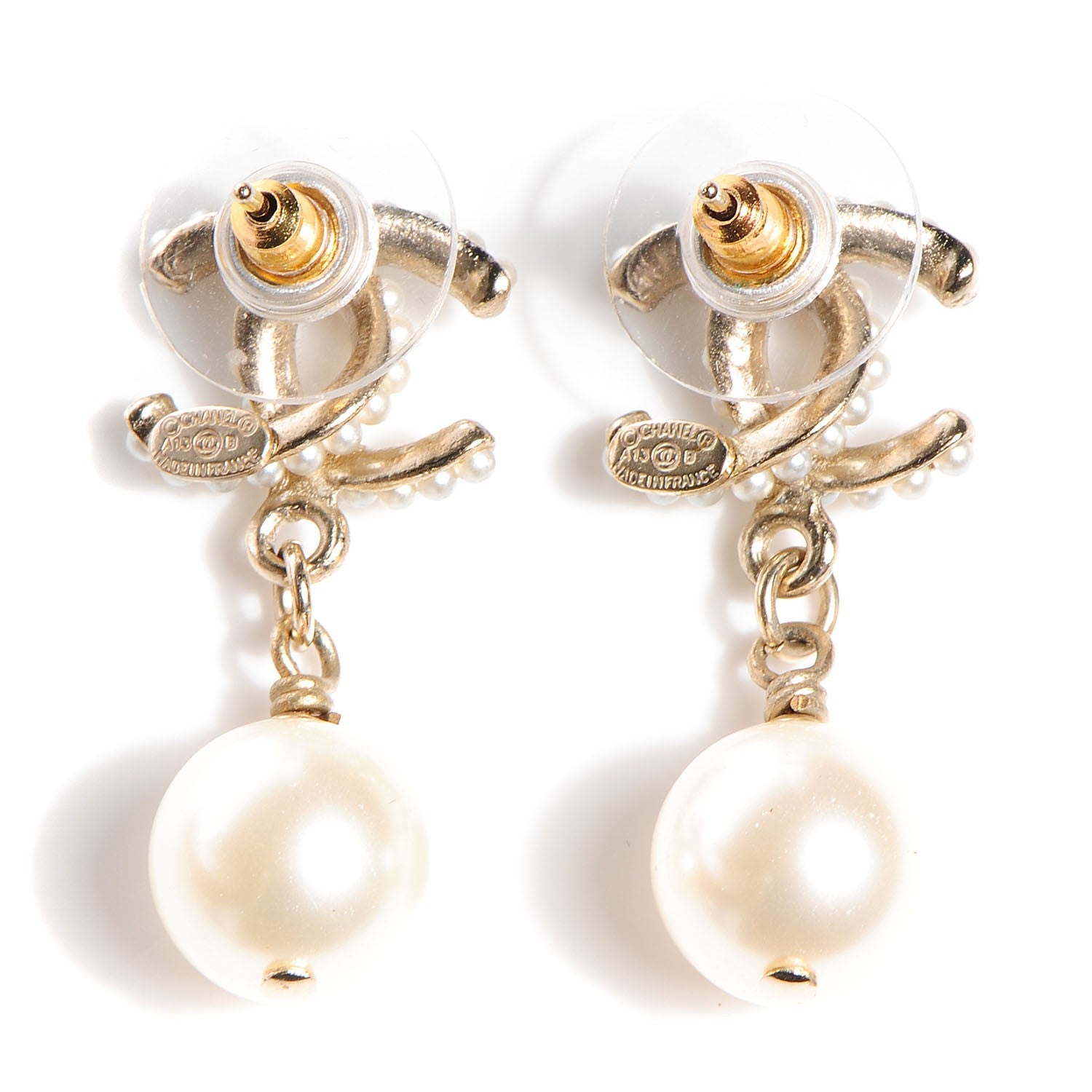 Chanel Pearl CC Drop Earrings Gold 3 of 5