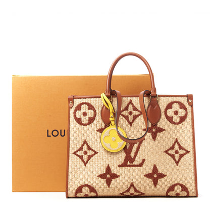 Louis Vuitton Raffia Calfskin Monogram Giant Onthego MM Tan 8 of 8