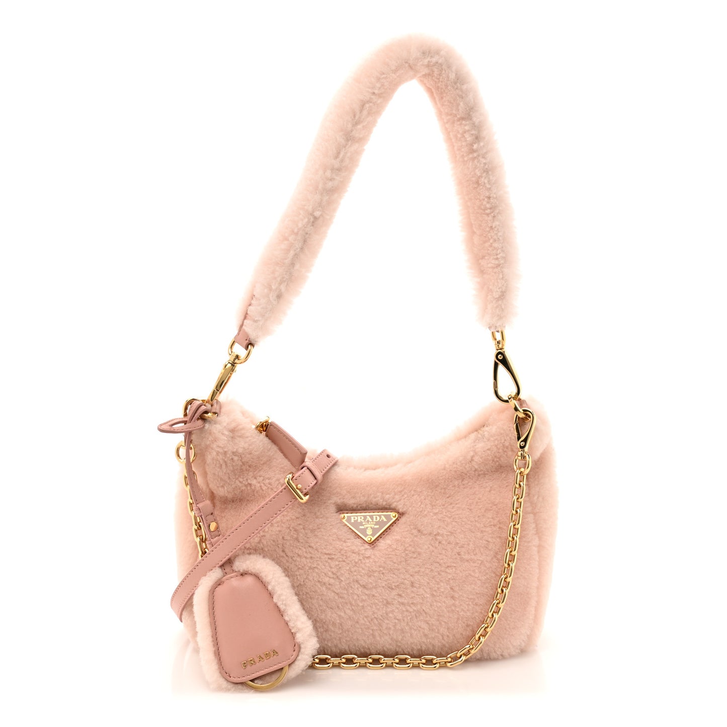Shearling Nappa Mini Re-Edition Shoulder Bag Orchidea