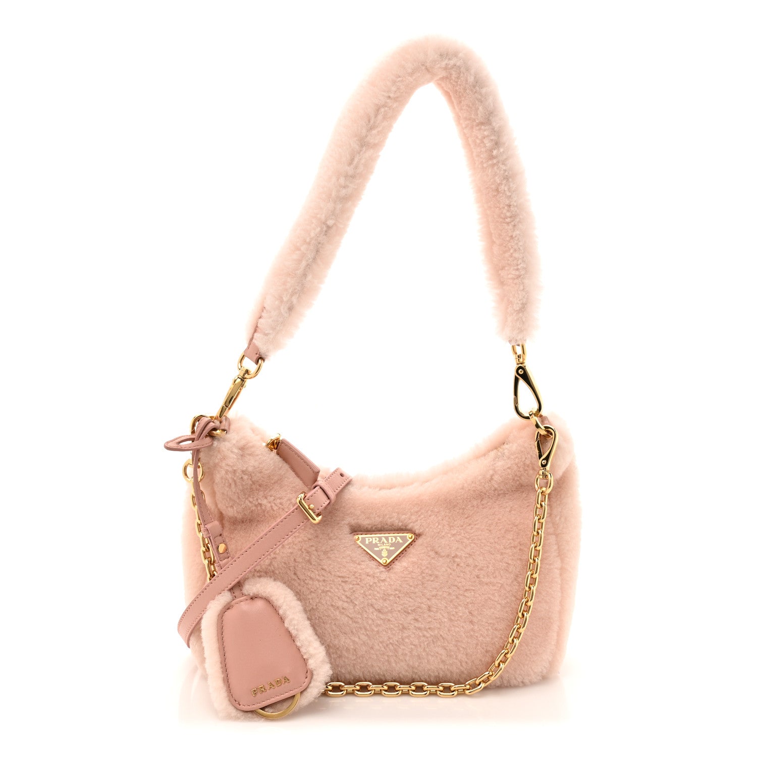 Prada Shearling Nappa Mini Re-Edition Shoulder Bag Orchidea 1 of 10