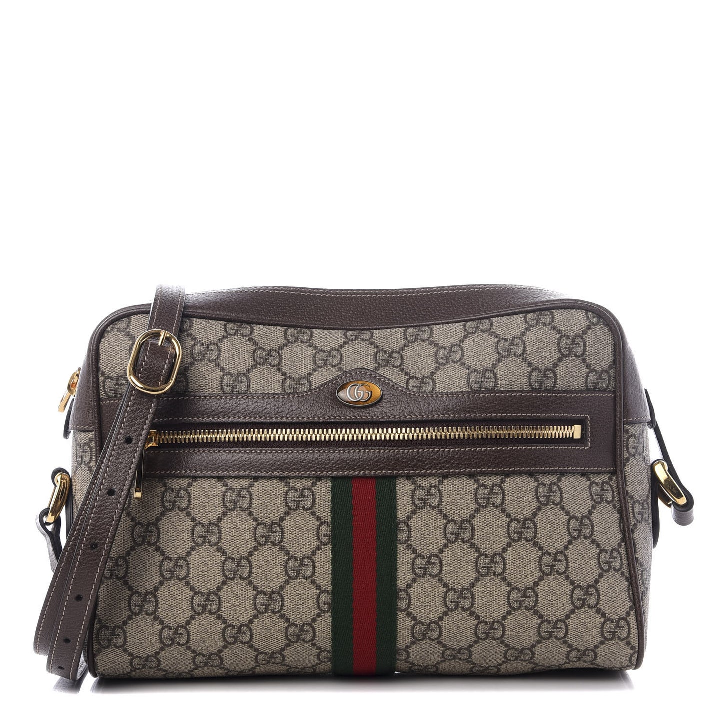 GG Supreme Monogram Web Small Ophidia Shoulder Bag Brown