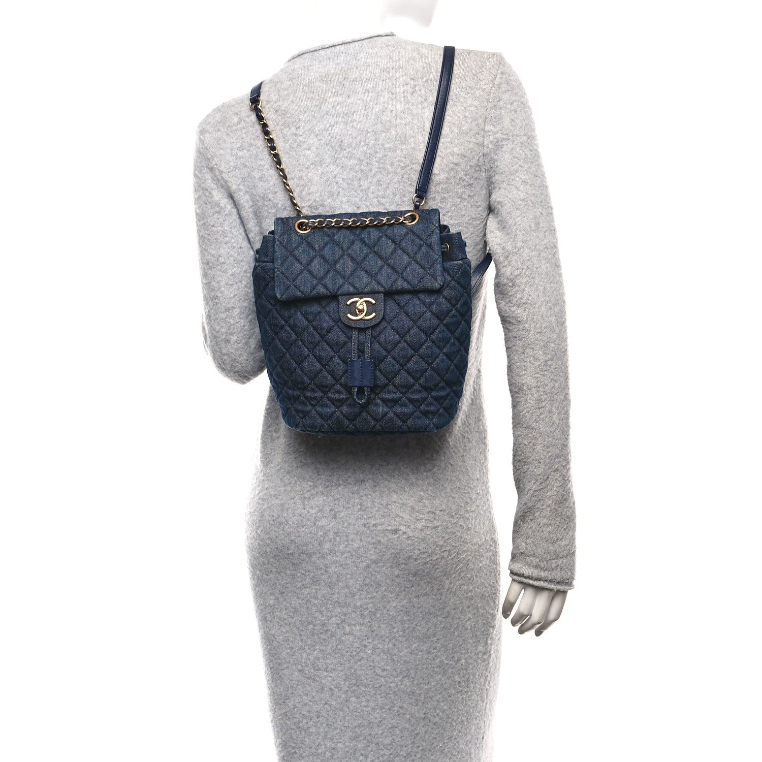 Chanel Washed Denim Quilted Small Urban Spirit Backpack Dark Blue 2 of 11