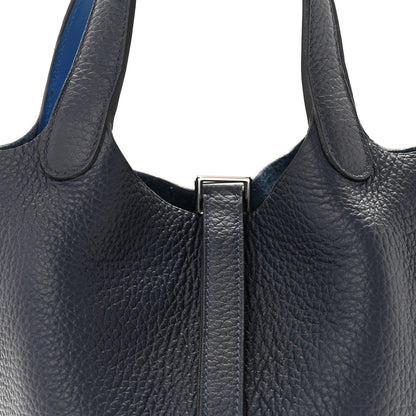 Hermes Taurillon Clemence Swift Eclat Picotin Lock 18 PM Bleu Encre Bleu Zellige 8 of 12