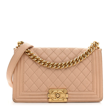 Chanel Caviar Quilted Medium Boy Flap Beige 1 of 12