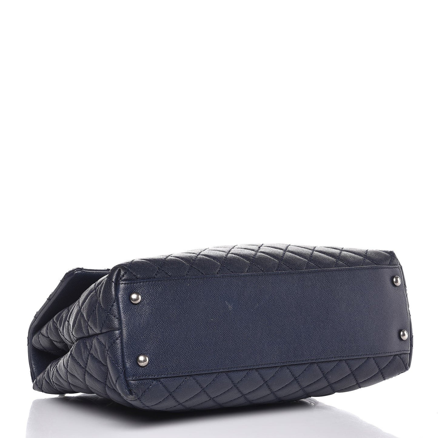 Caviar Quilted Large Coco Handle Flap Navy Blue