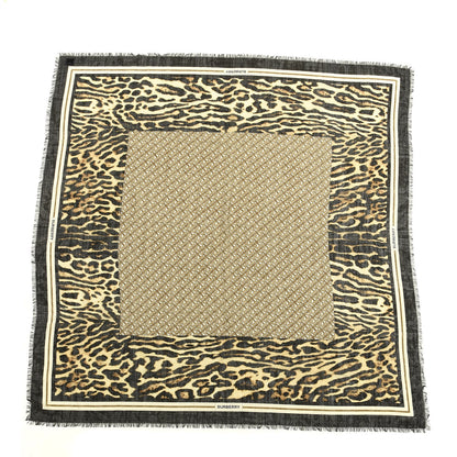 Burberry Silk Gauze Leopard TB Square Scarf Archive Beige 1 of 3