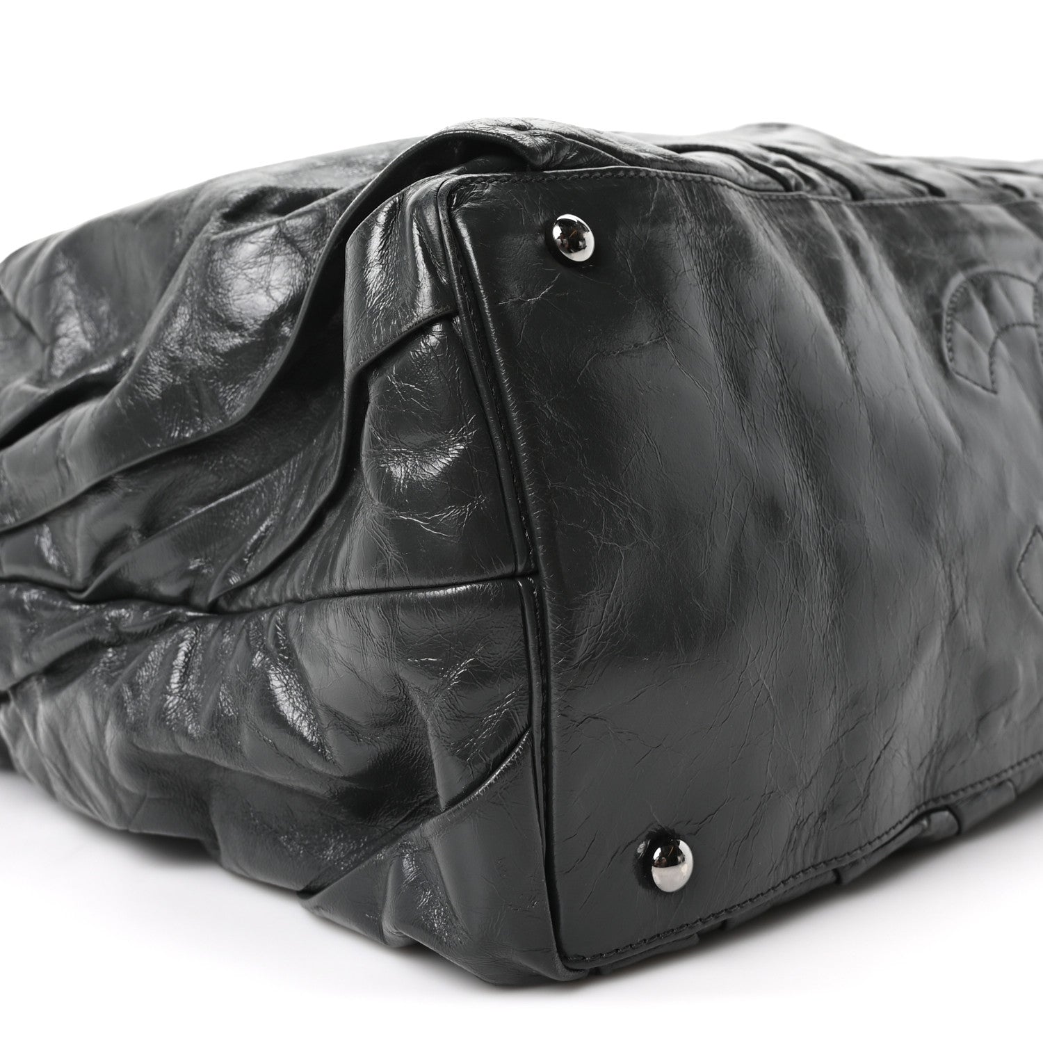 Chanel Glazed Calfskin Twisted Bowling Bag Grey 9 of 10