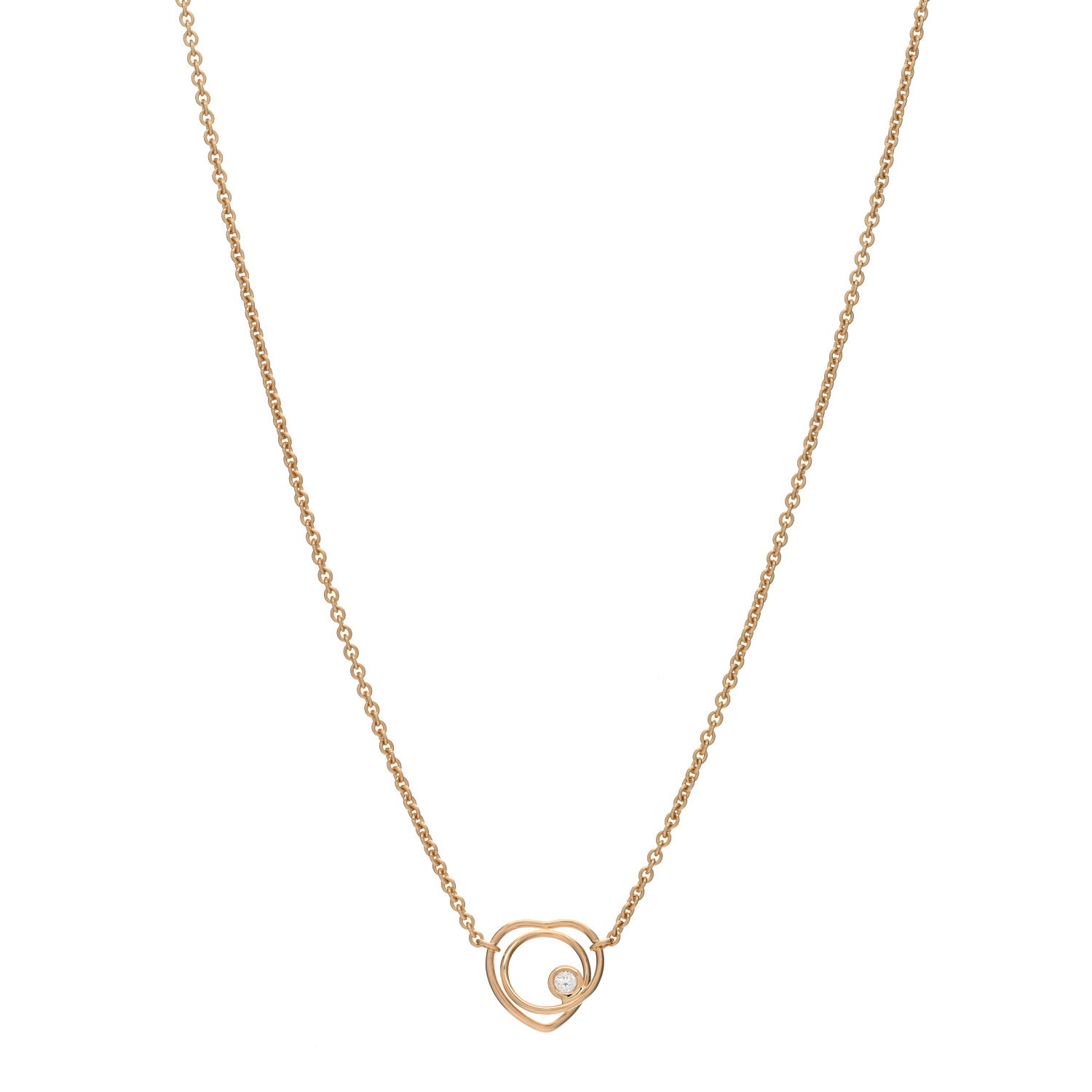 Hermes 18K Rose Gold Diamond TPM Vertige Coeur Necklace ST 1 of 3