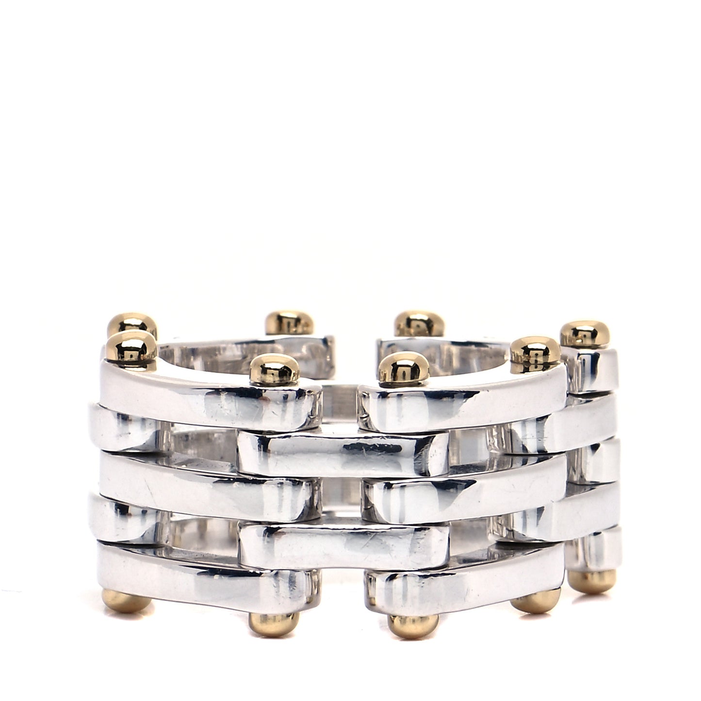 Sterling Silver 18K Yellow Gold Gatelink Ring 47 4