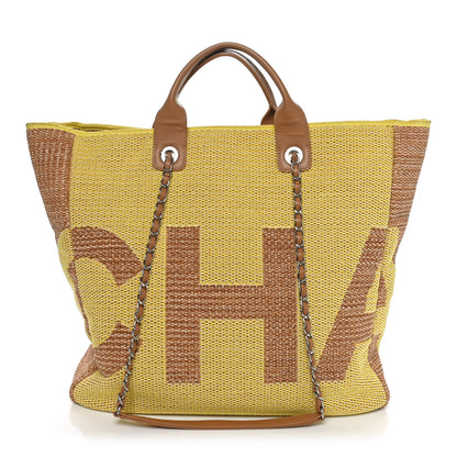 Chanel Mixed Fibers Large Shopping Bag Yellow Brown 1 of 10