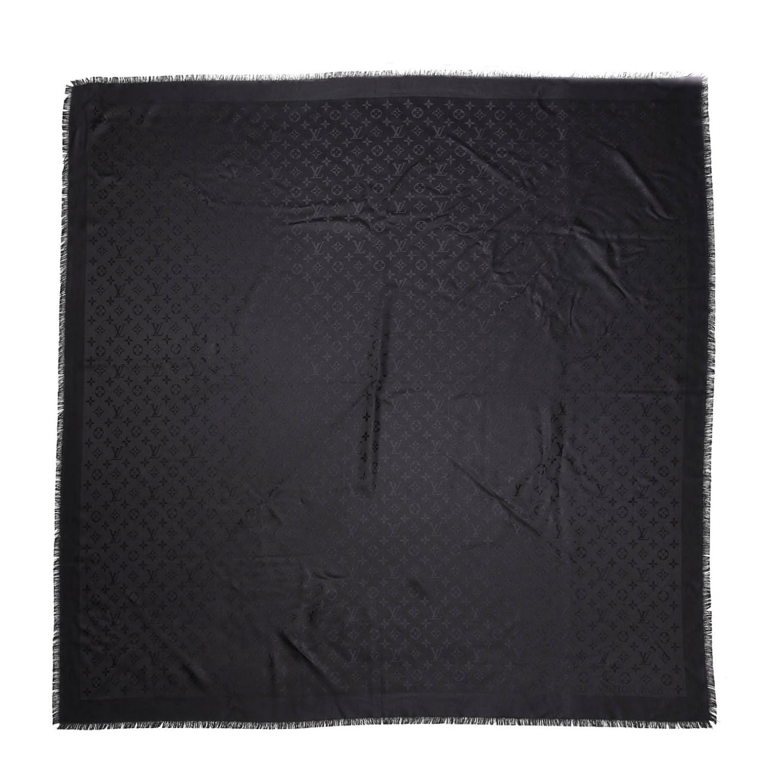 Louis Vuitton Silk Wool Monogram Shawl Black 1 of 5