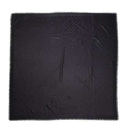 Louis Vuitton Silk Wool Monogram Shawl Black 1 of 5