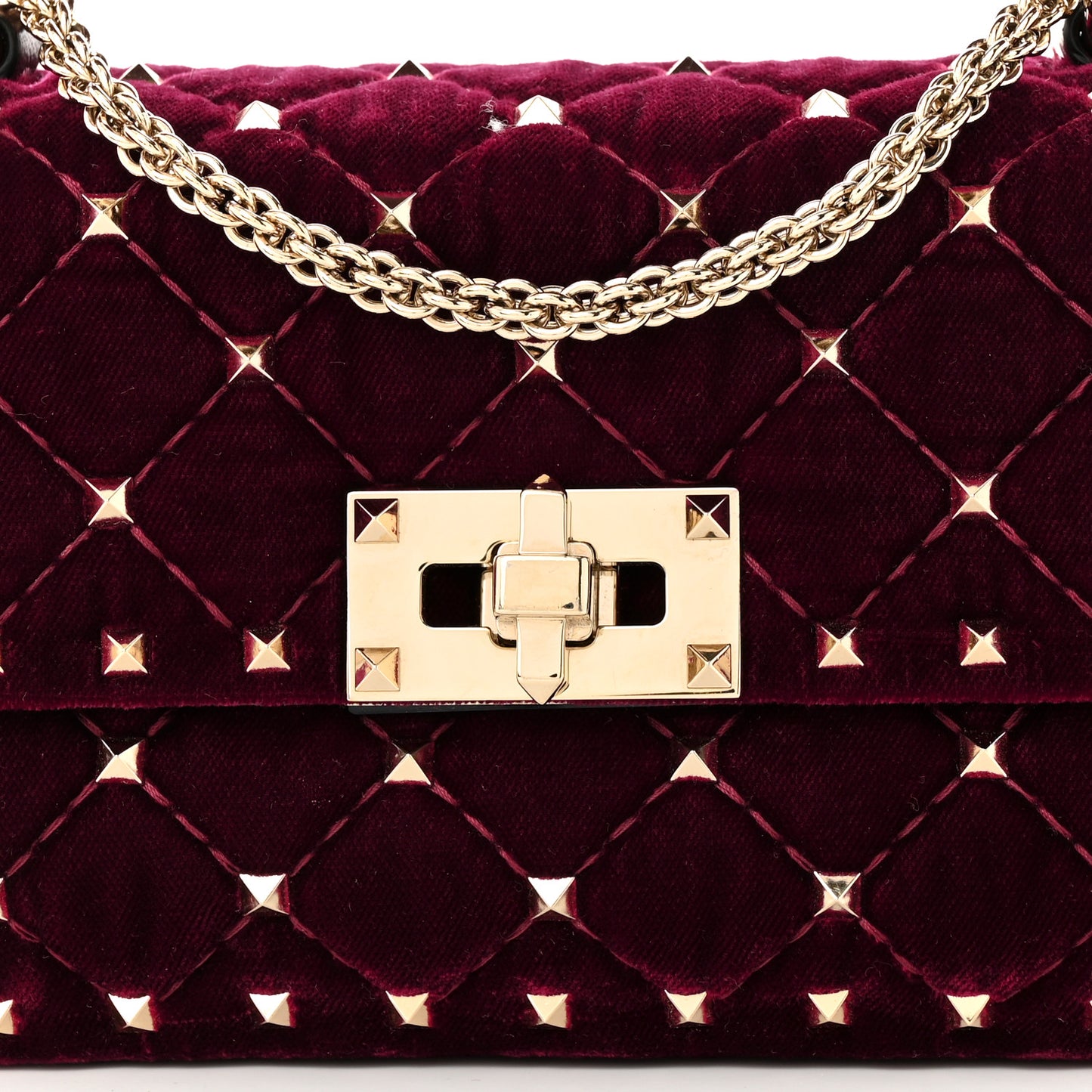 Velvet Small Rockstud Spike Shoulder Bag Rubino