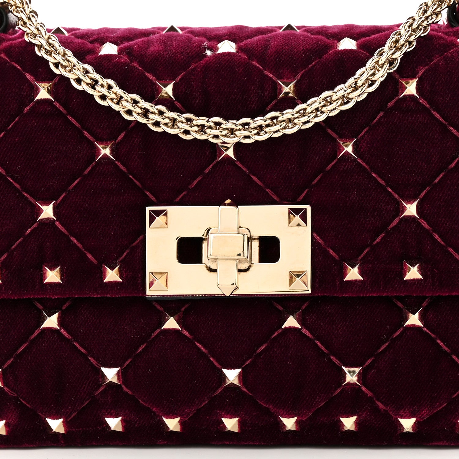 Valentino Garavani Velvet Small Rockstud Spike Shoulder Bag Rubino 7 of 9