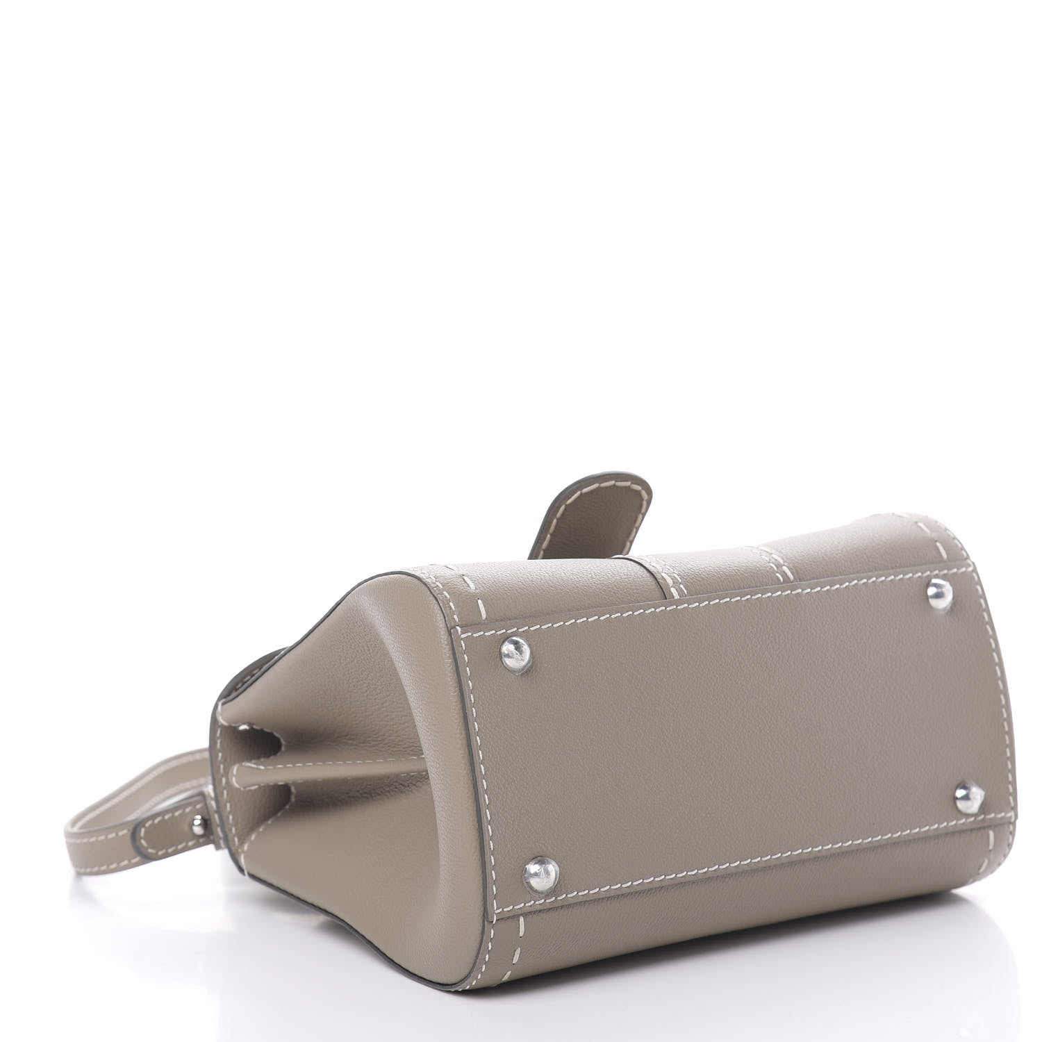 Delvaux Grained Rodeo Calfskin Surpique Mini Brillant Satchel Tourterelle Ivory 4 of 11