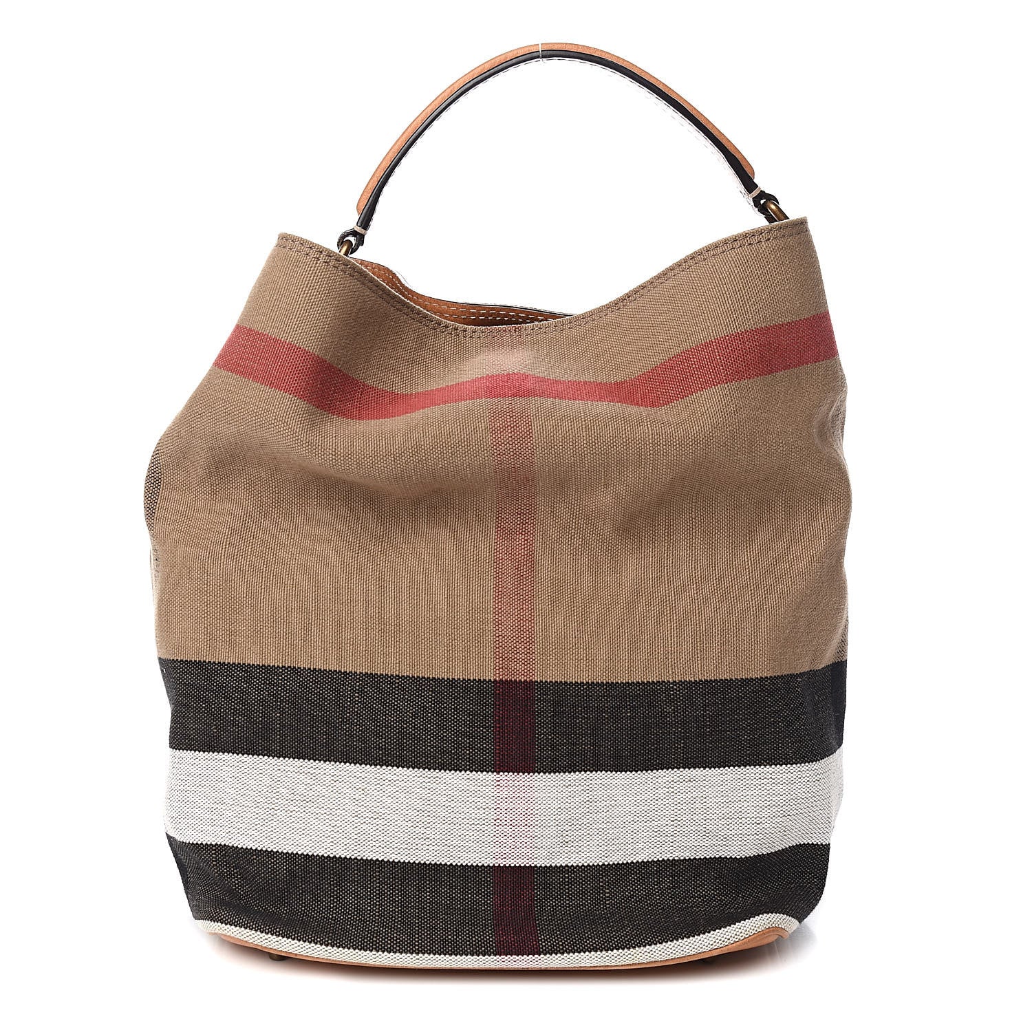Burberry Canvas Mega Check Medium Ashby Hobo Saddle Brown 1 of 12