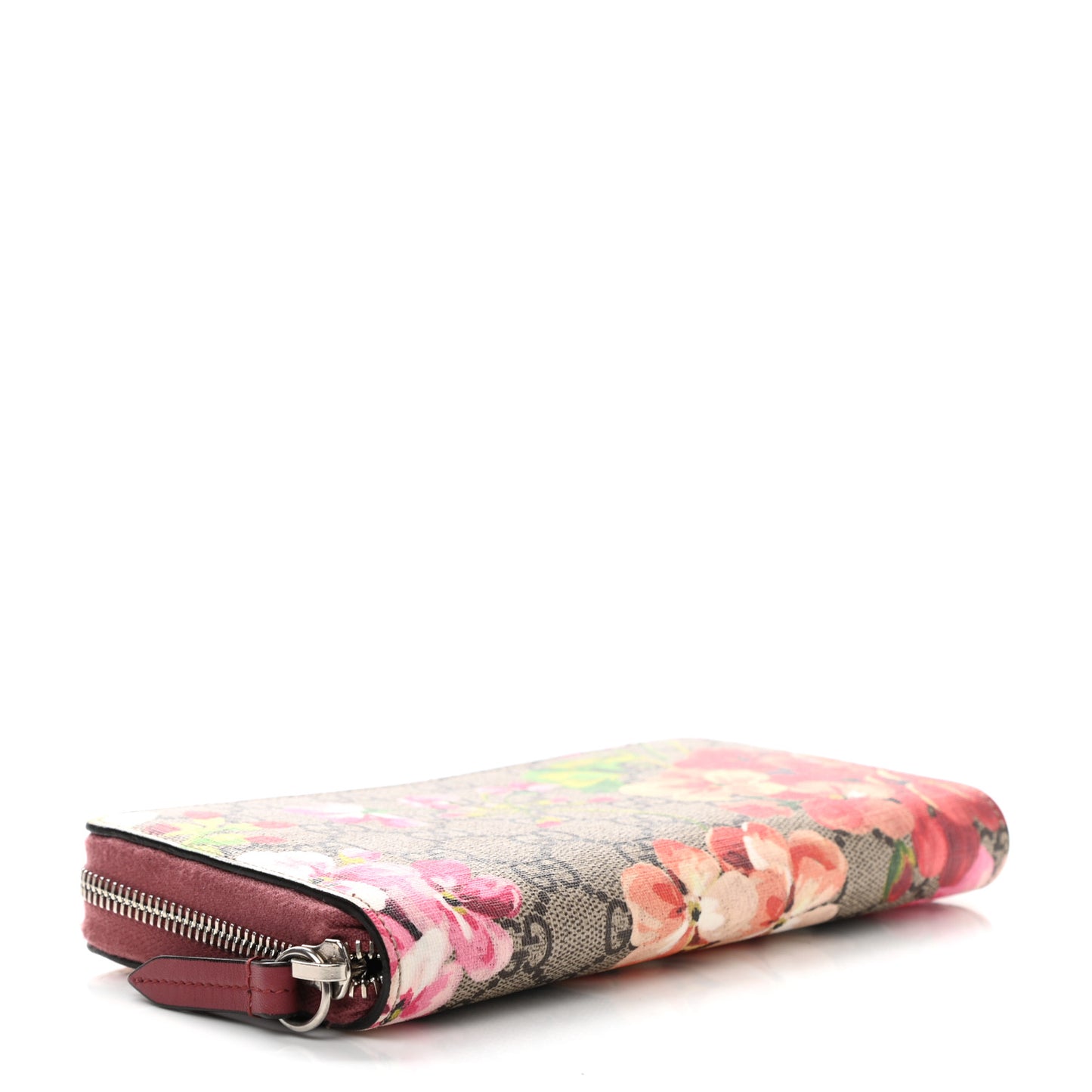 GG Supreme Monogram Blooms Zip Around Wallet Beige Multicolor Dry Rose