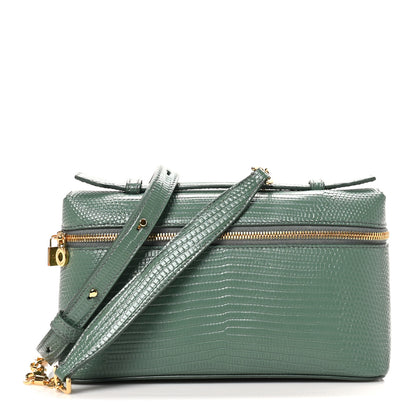 Loro Piana Lizard L19 Extra Pocket Pouch Green Lagoon Sun Gold 1 of 9