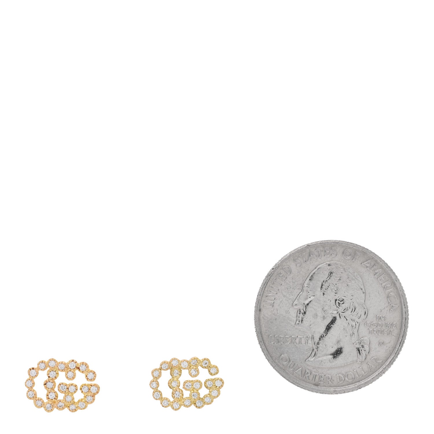 Gucci 18K Yellow Gold Diamond Running G Earrings 2 of 4