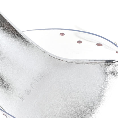 Christian Louboutin PVC Crystal Degramule Strass 85 Mules 37.5 Silver 9 of 10