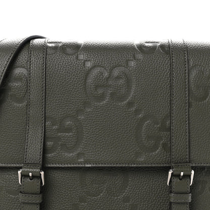 Gucci Calfskin Jumbo GG Embossed Double Buckle Medium Messenger Bag Dark Vintage Olive 8 of 10