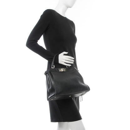 Fendi Vitello Dolce Shiny Nappa Plexglass Granite Medium Peekaboo Iconic Satchel Black 2 of 8