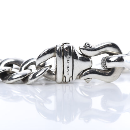 David Yurman Sterling Silver Diamond 10mm Buckle Curb Chain Bracelet 4 of 5