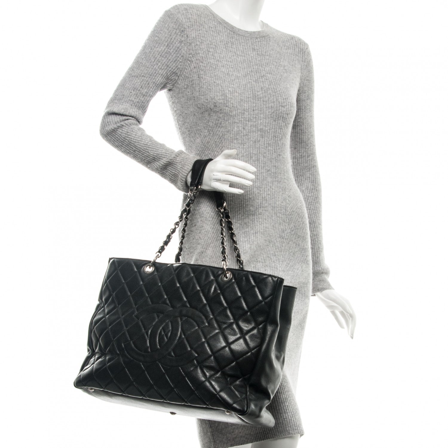 Chanel Caviar Quilted XL Grand Shopping Tote GST Dark Grey 2 of 11