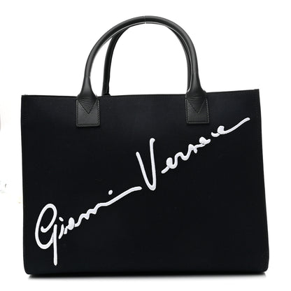 Versace Canvas Suppler Calfskin Cabas GV Signature Tote Black 1 of 9