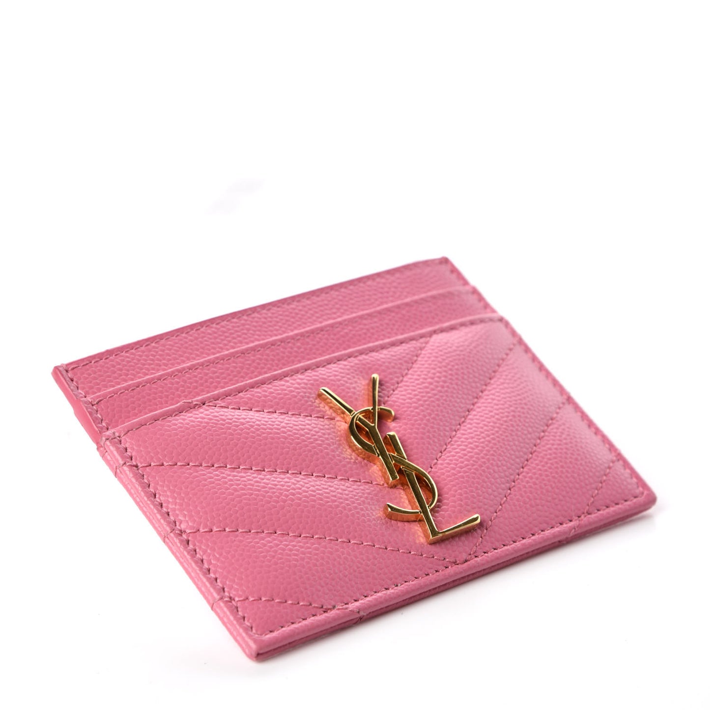Grain De Poudre Matelasse Chevron Monogram Credit Card Case Indian Pink