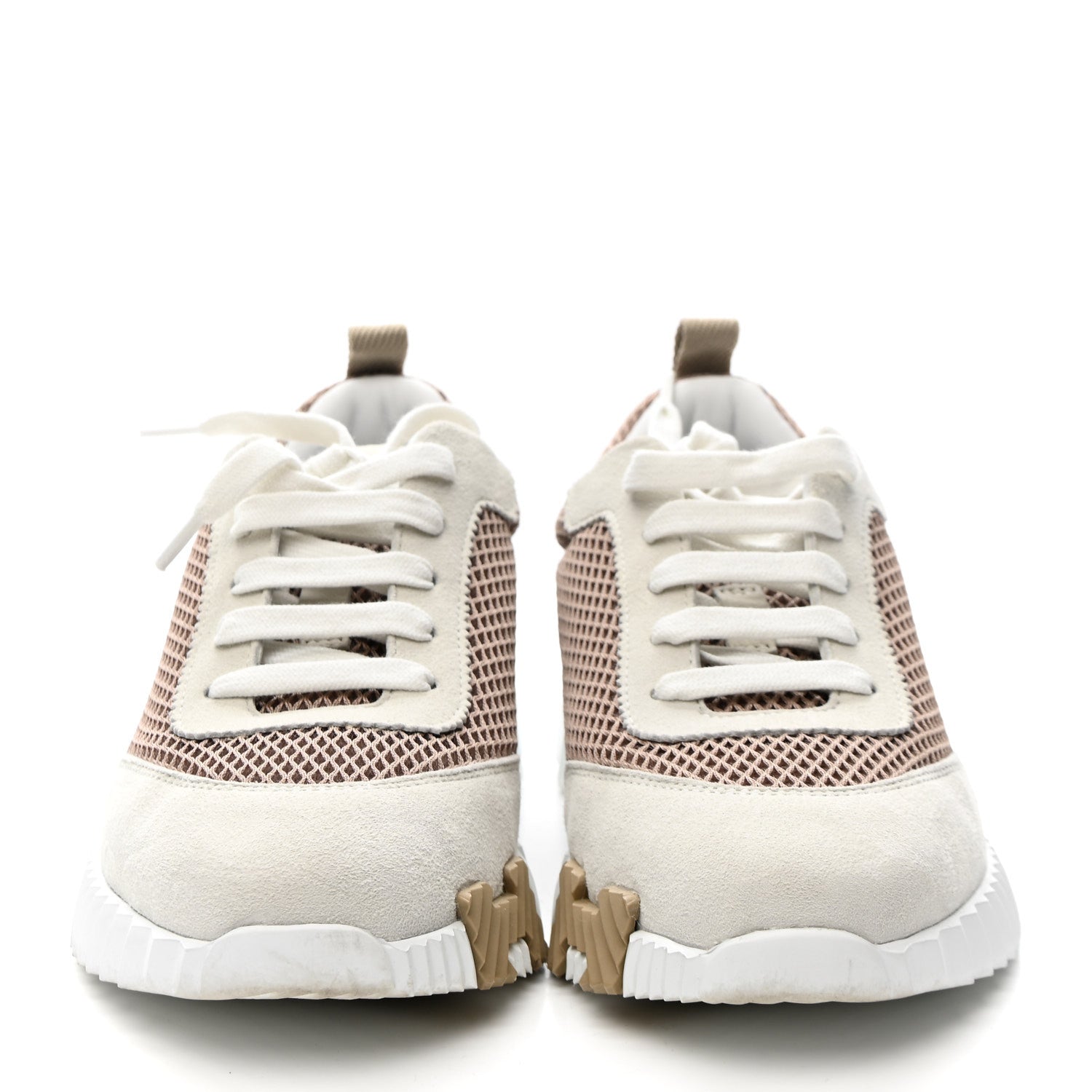 Hermes Air Mesh Suede Goatskin Bouncing Sneakers 37.5 Beige Argile White 3 of 10