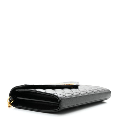 Saint Laurent Grain De Poudre Mixed Matelasse Triquilt Monogram Chain Wallet Black 2 of 11