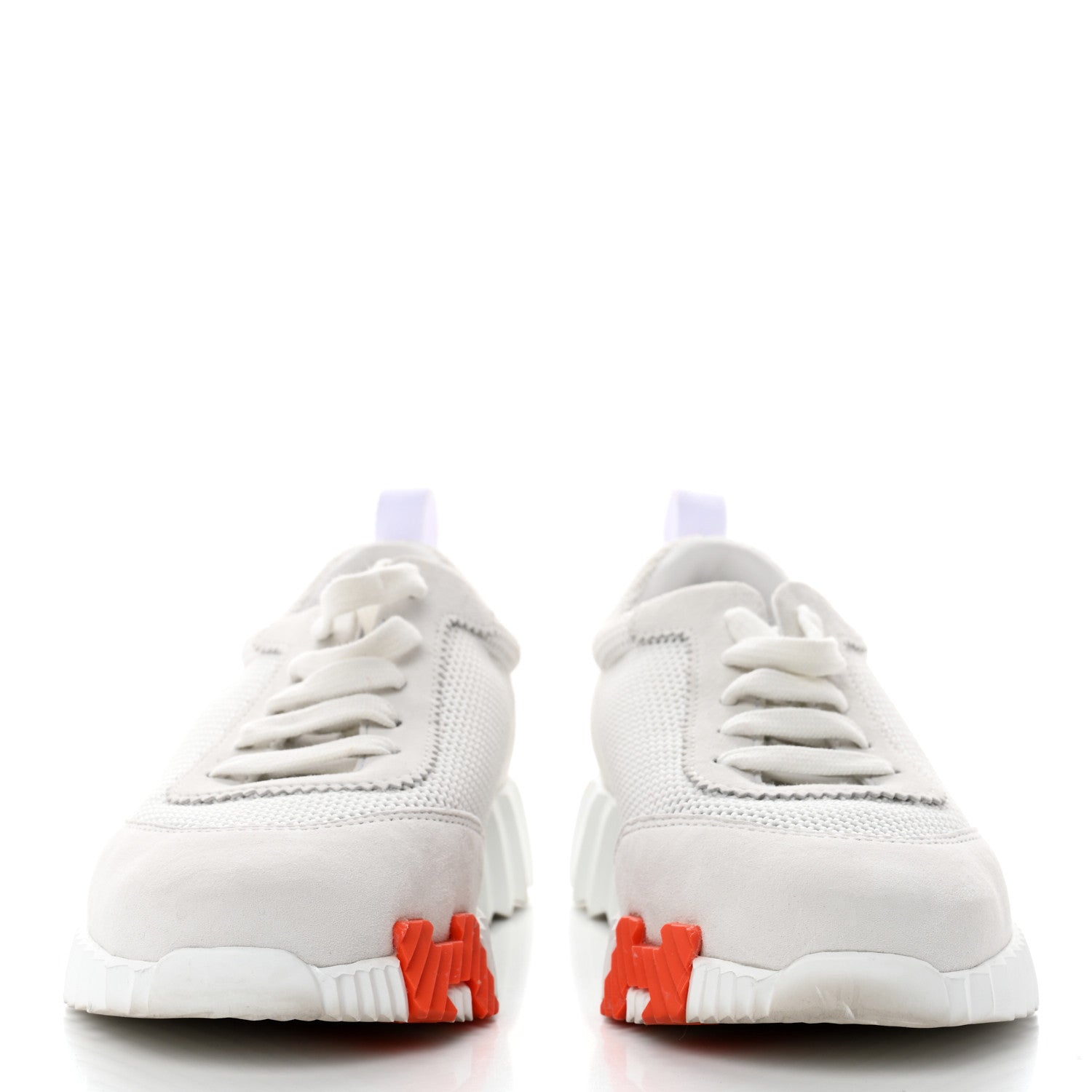 Hermes Air Mesh Suede Goatskin Bouncing Sneakers 37 White Orange Pink 2 of 11