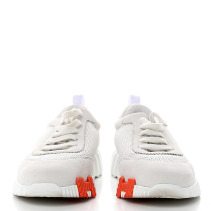 Hermes Air Mesh Suede Goatskin Bouncing Sneakers 37 White Orange Pink 2 of 11
