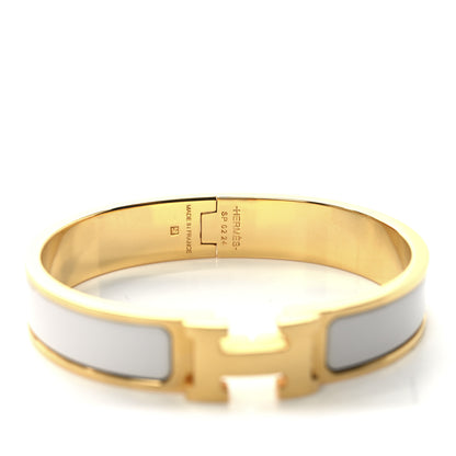 Hermes Enamel Narrow Clic Clac H Bracelet GM White 4 of 5