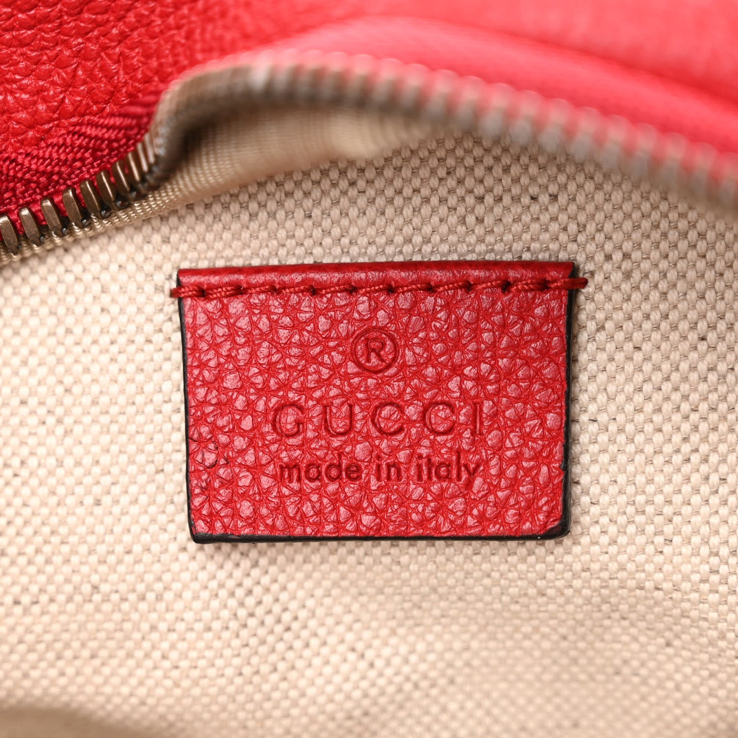 Grained Calfskin Small Logo Belt Bag Hibiscus Red