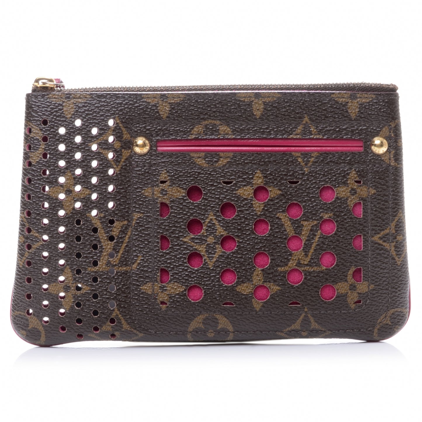 Monogram Perforated Pochette Plat Fuchsia
