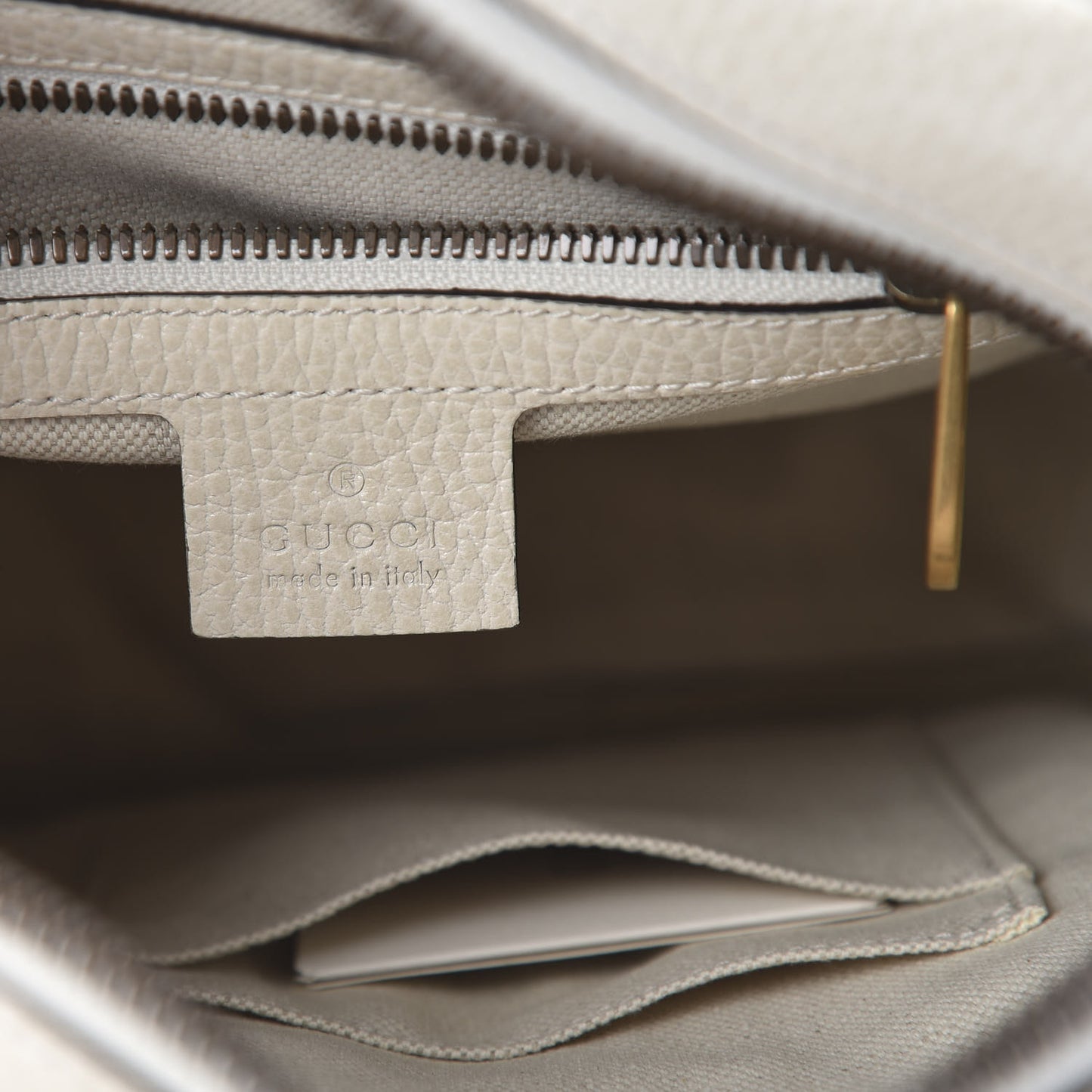 Grained Calfskin Logo Messenger Bag White